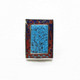 Beautiful Sterling Silver Rectangle Microfine Intarsia Turquoise Inlay Ring Beautiful Sterling Silver Rectangle Microfine Intarsia Turquoise Inlay Ring